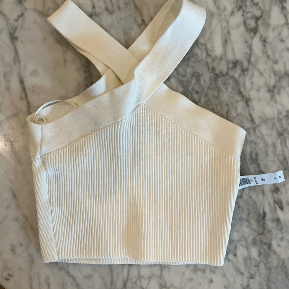 Babaton White Ribbed Cross-Back Top - Picture 4 of 7